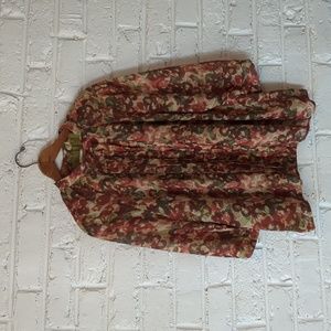 Coldwater Creek Floral Pintucks Pleated Chiffon Lined Top